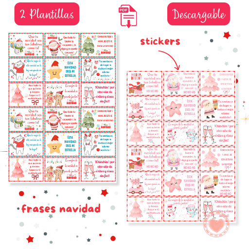 Stickers & Etiquetas Frases de Navidad